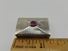 Vintage Mexico Sterling Silver Amethyst Purple Cabochon Hinged Pill Trinket Box