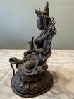 Antique Chinese Tibetan Bronze Green Tara Statue