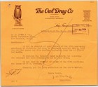 Vintage 6 22 1916 Owl Drug Co  Letterhead - Mission Street  San Francisco  Ca
