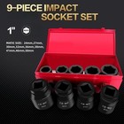 1  Inch Drive Deep Impact Socket Set 9 Pieces 6-point metric Sizes 24mm 27mm    