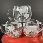Vtg Nestles 1970s World Map Etched Coffee Mugs Set 4 Globe Mcm Japan