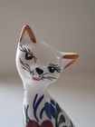 Vintage Kitsch Long Necked Cat Floral Handpainted Ceramic 7 5 