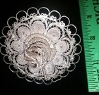 Vintage Taxco Sterling Silver Flower Hat Brooch Filigree Lace Victorian Mexican