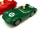 Set Of 2  - Vintage Marx Toys Slot Race Car 1 32 - Red  11   Green Racing  Rare