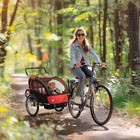 2-seat Kid Bicycle Trailer With Windows And Canopy Coupler Attachment  Red