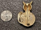 Cat Shape Brooch Pin Gold Tone Metal With Red Floral Fabric Body