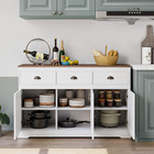 White Buffet Cabinet Storage Sideboard Farmhouse Server Bar Wine Cabinet With 3