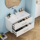 Bathroom Vanity Double-drawer Design Features Ceramic Sink Metal Handles
