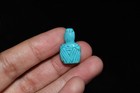 Antique Old Sassanian Sassanid Turquoise Stone Amulet Bead Depicting A Figurine