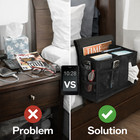 Pocket Bedside Caddy Organizer Hanging Storage For Bed Couch Sofa Black