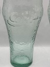 Set Of 3 Vintage Green Tint Pebbled Glass Coca-cola 16 Oz Drinking Glasses 