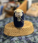 Sewers  Crafters  Needleworkers Velvet Blue  Gold W pearl High Heel Pin Cushion