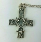Vintage Cross With Birds Necklace Chain 925 Silver Religious Christian Gift 