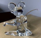 Vintage Hand Blown Clear Art Glass Sitting Mouse Figurine With Curly Tail 3  T