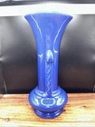 Vintage Blue Art Deco Pottery Vase Usa     Cracked As Is Repair Or Display
