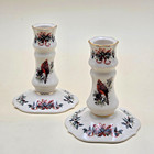 Lenox Winter Greetings Set Of 2 Candlestick Holders 4 5  Porcelain Cardinal Gold