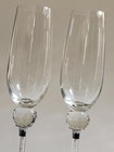 Crystal Champagne Glass Set Glitter Filled Stems  Toasting Flute Glasses 10 