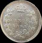 Coin Canada 5 Cents 1898 Km    2 Silver Victoria Unc Full Mint Luster