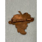 Vintage Copper   Enamel Brooch Pin Figural Leaf