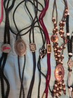 Vintage Lot Of 15 Metal Bolo Ties  Eagle  Car  Initials  More  Nice Western