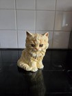 Franklin Mint Sandy The Ginger Tabby Long Haired Cat Pottery Figurine Vintage