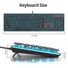 Black Square Punk Gaming Keyboard 104-key Led Ice Blue Backlit Usb Wired