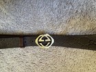 Gucci Brown Leather Gg Logo Dress Belt Silver Buckle 130cm 1 5  Wide