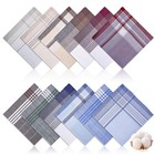 12 Pcs Cotton Handkerchiefs For Men  16x16 Inch Classic Pocket Squares  Checkere