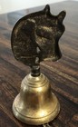 Vintage Brass Horse Head Bell With Original Patina 5  Tall W Chain Equestrian