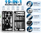 19-in-1 Stainless Steel Manicure Pedicure Kit Nail Clippers Grooming Set Case
