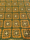 Vtg Crochet Granny Square Afghan Blanket Avocado Green Orange Yellow 37    X 45   