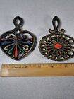 Vintage Cast Iron Trivets Hand Painted Wilton-e 5 25   2848l266