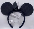 Disney Parks Black On Black Sleek Satin Minnie Mouse Ears Headband 2022 - New