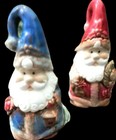 Gnome Figurine Bells Set Of Two Christmas Santa Ceramic 2pc Multicolor 6   x3   