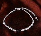 Double Chain Star Sterling Silver Plated Beach barefoot Ankle Bracelet 10 