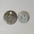 V-k Company Tool Check Number 14 Vintage Brass Tag Token Rare