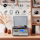 Vinyl Record Player 10 In 1 3 Speed Bluetooth Vintage Turntable Cd Cassette Play