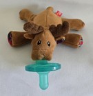 Mary Meyer Wubbanub Plush Baby Pacifier Brown Moose W  Plaid Feet  Ears