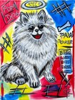 Original Signed Dog Portrait 11x14 Vibrant Acrylic Canvas Pomeranian Graffiti