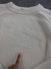 Jenni Kayne Sweater Womens M White 100  Cotton Crewneck Chunky Knit Pullover
