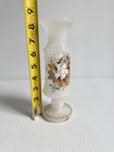 Antique Bristol 8    Hand Painted Blown Satin Art Glass Vase Victorian Frosted