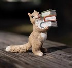 Squirrel With Book Statue Garden Sculpture Tabletop Figurine Home Decor Gifts