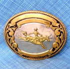 Cowboy Buckin Horse Belt Buckle Western Trophy German Silver Tony Lama    nox945