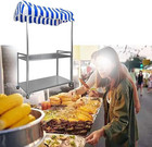 Portable Foldable Vending Cart  Heavy Duty Galvanized Steel Food Stall With Cano