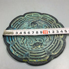 5 91  Chinese Antique Handmade Carving Dragon Phoenix Bronze Mirror Collect Gift