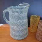 Vintage Mcm Spaghetti String Pitcher With 4 Glass Set  Pastels 1950   s Midcentury