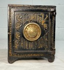 Antique 19th Century Ornate Cast Iron Security Safe Deposit Lockable Still Bank