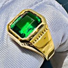 Green Emerald Men s 14k Solid Yellow Gold Handmade Ring For Men s Signet Ring
