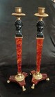 Vtg Silvestri Neoclassical Black Resin Bust  Brass  Faux Walnut Candlesticks