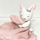 Bunny Lovey Rattle White Pink Silver Plush Security Blanket Baby Starters